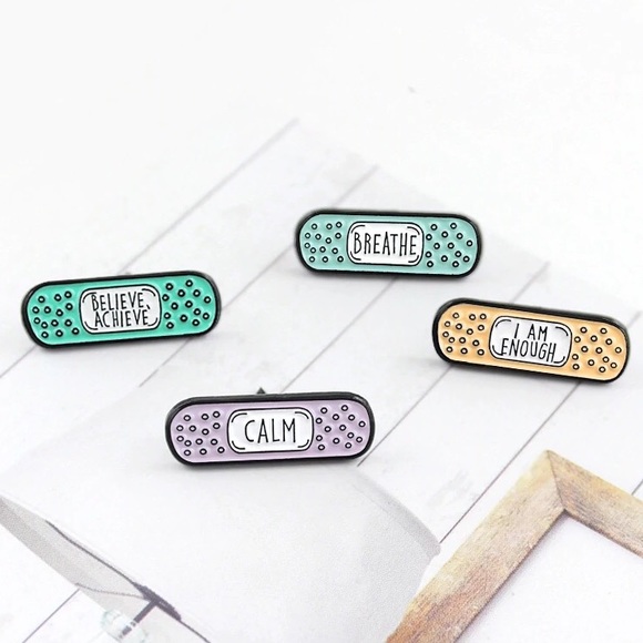 Jewelry - NEW Set of 4 Calm Breathe Bandage Enamel Pins